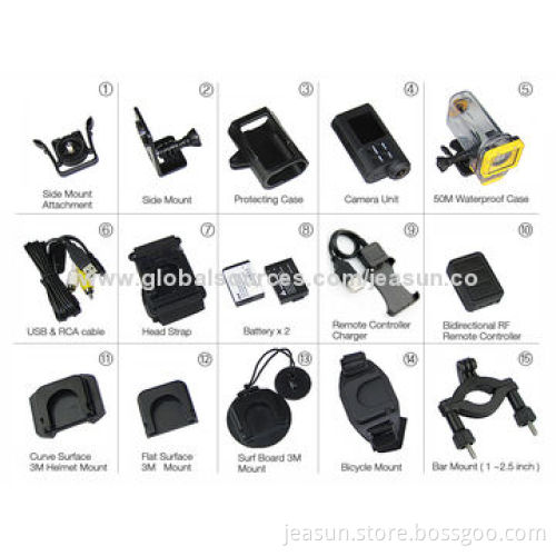 5MP CMOS Sensor HD Sports Camera, 1,080P with Remote Controller